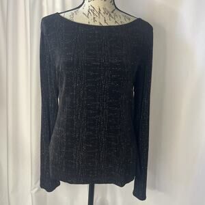 Victoria’s Secret Collection Long Sleeved Blouse Black with Silver Metallic Med